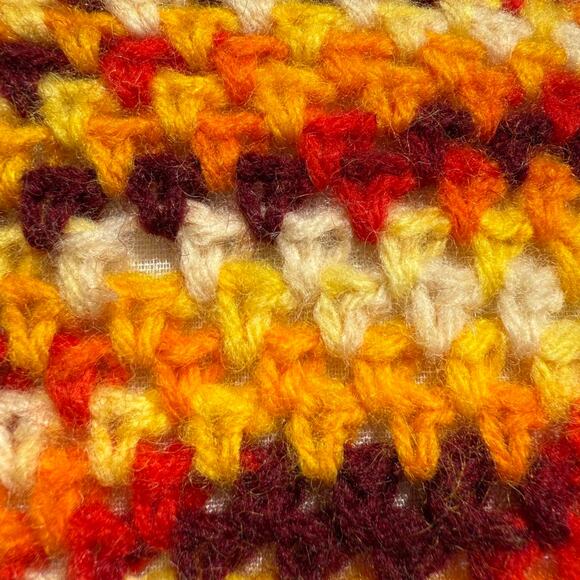 Vintage Handmade Crochet Cardigan Sweater 70s Retro Boho Grannycore Fall Knit - Picture 8 of 8